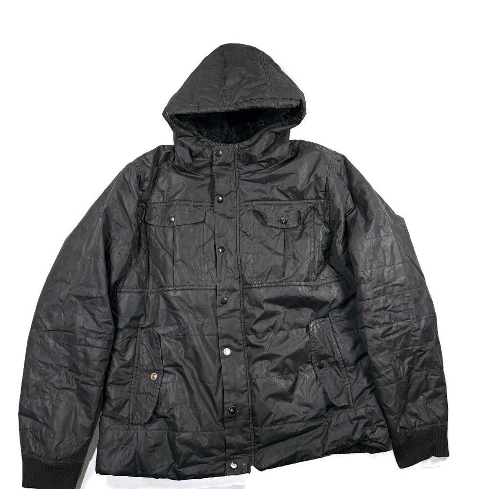 Yoki Jacket Mens‎ Large Black Fleece Lined Hood Field Pockets